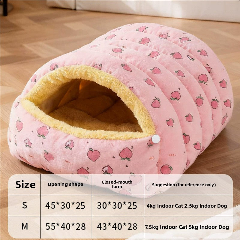 Plush Enclosed Pet Bed with Dual Mode