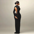 Womens Backless High Neck Bodycon Long Dress
