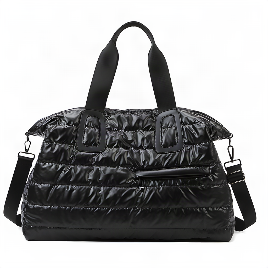 Glossy Quilted Travel Duffel Bag