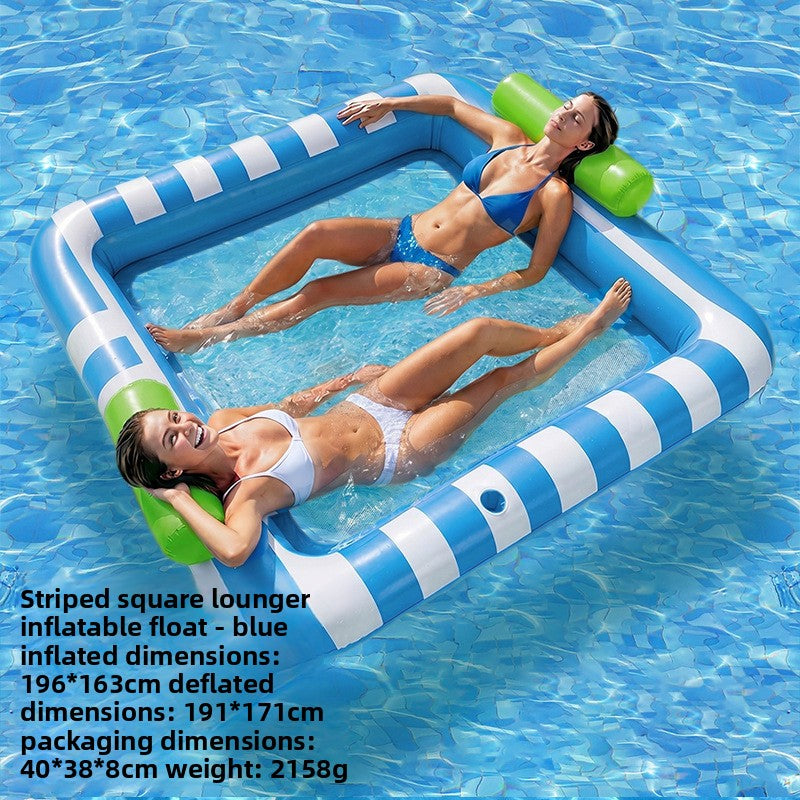 Striped Square Inflatable Lounge Chair Water Float
