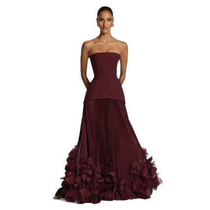 Strapless and figure-hugging long evening dress