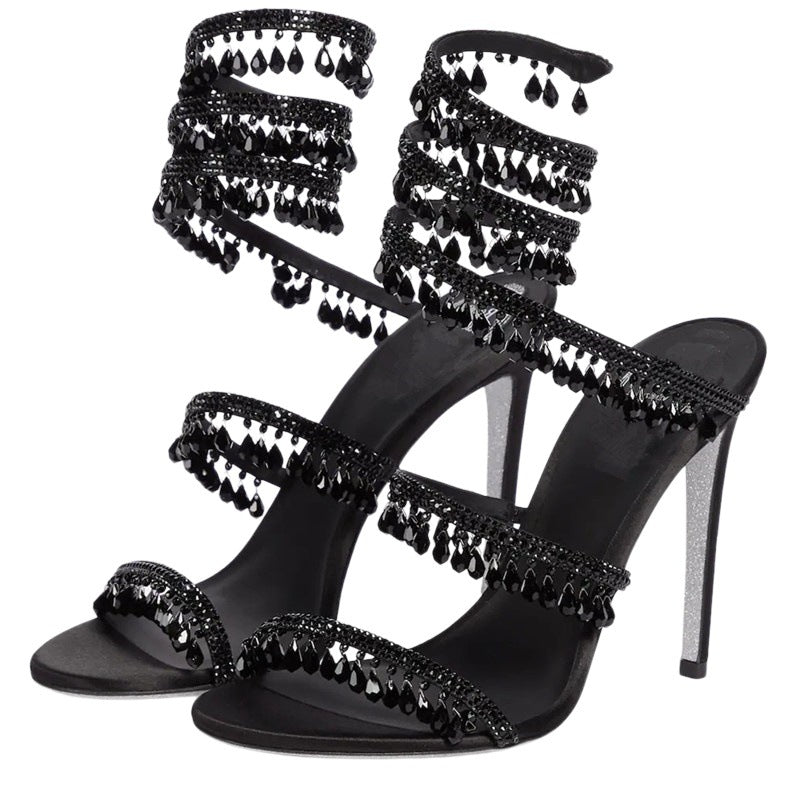 Women's glitter-studded ankle strap sandals