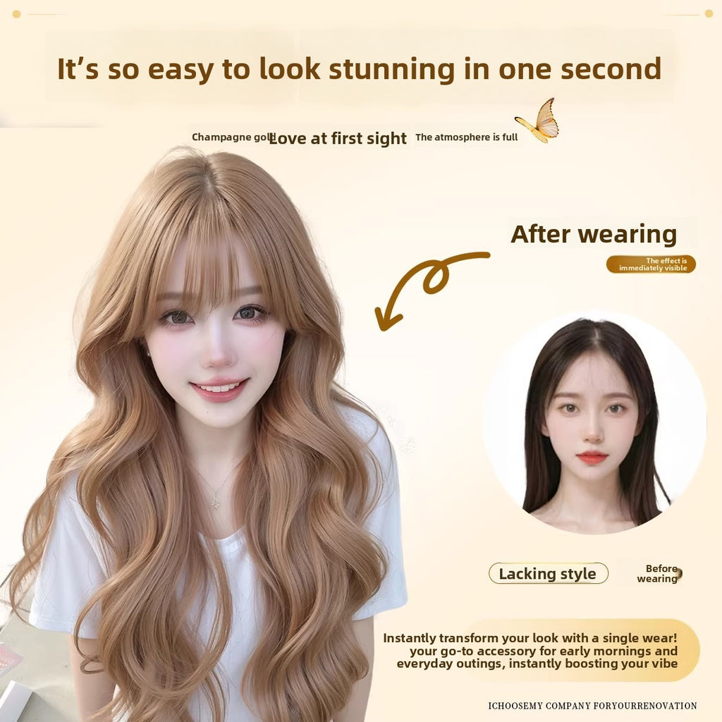 Long Wavy Synthetic Hair Wig with Bangs