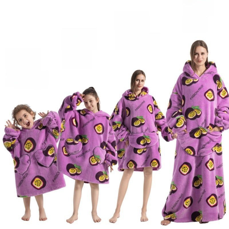 Children's Hooded Coral Velvet Pajamas