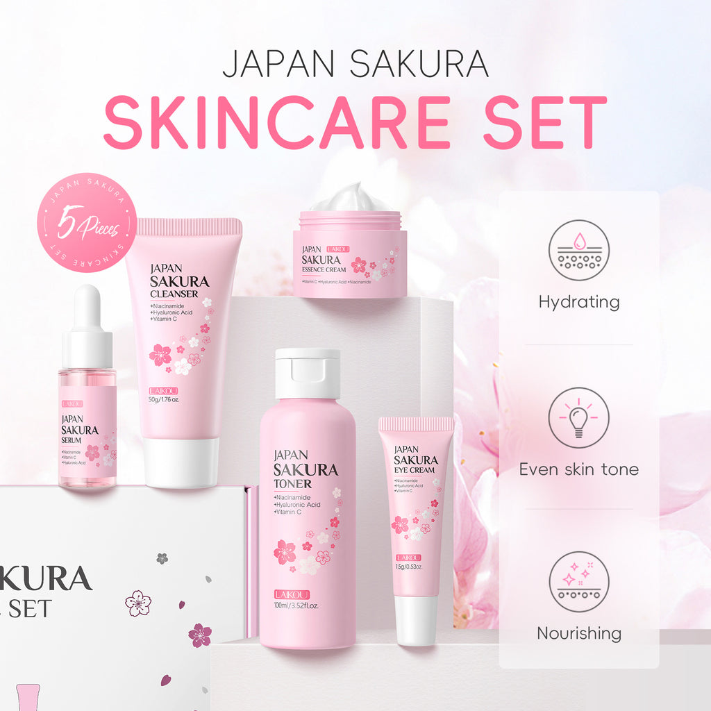 Laikou Japanese Sakura Hydrating Skincare Set 5-Piece Gift Box