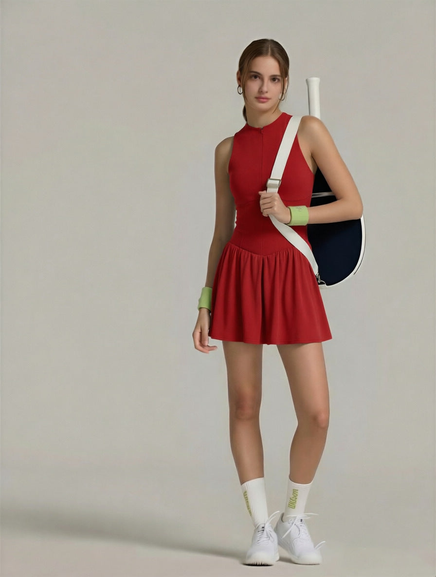 Women's seamless anti-bareback A-line skirt yoga tennis skirt