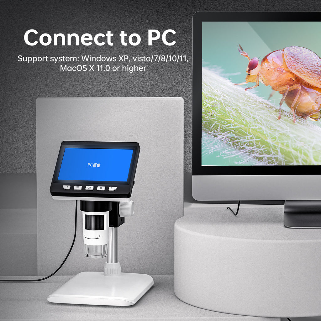 1080P 4.3 Inch Digital Microscope with Screen 1000x Magnification