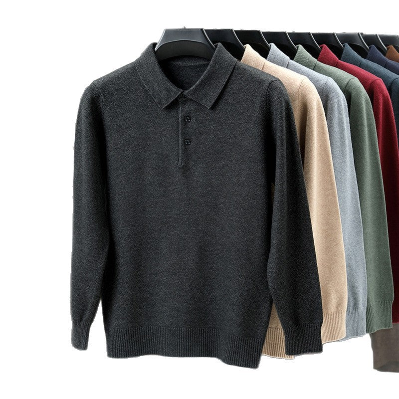 Mens Wool Blend Knitted Polo Shirt