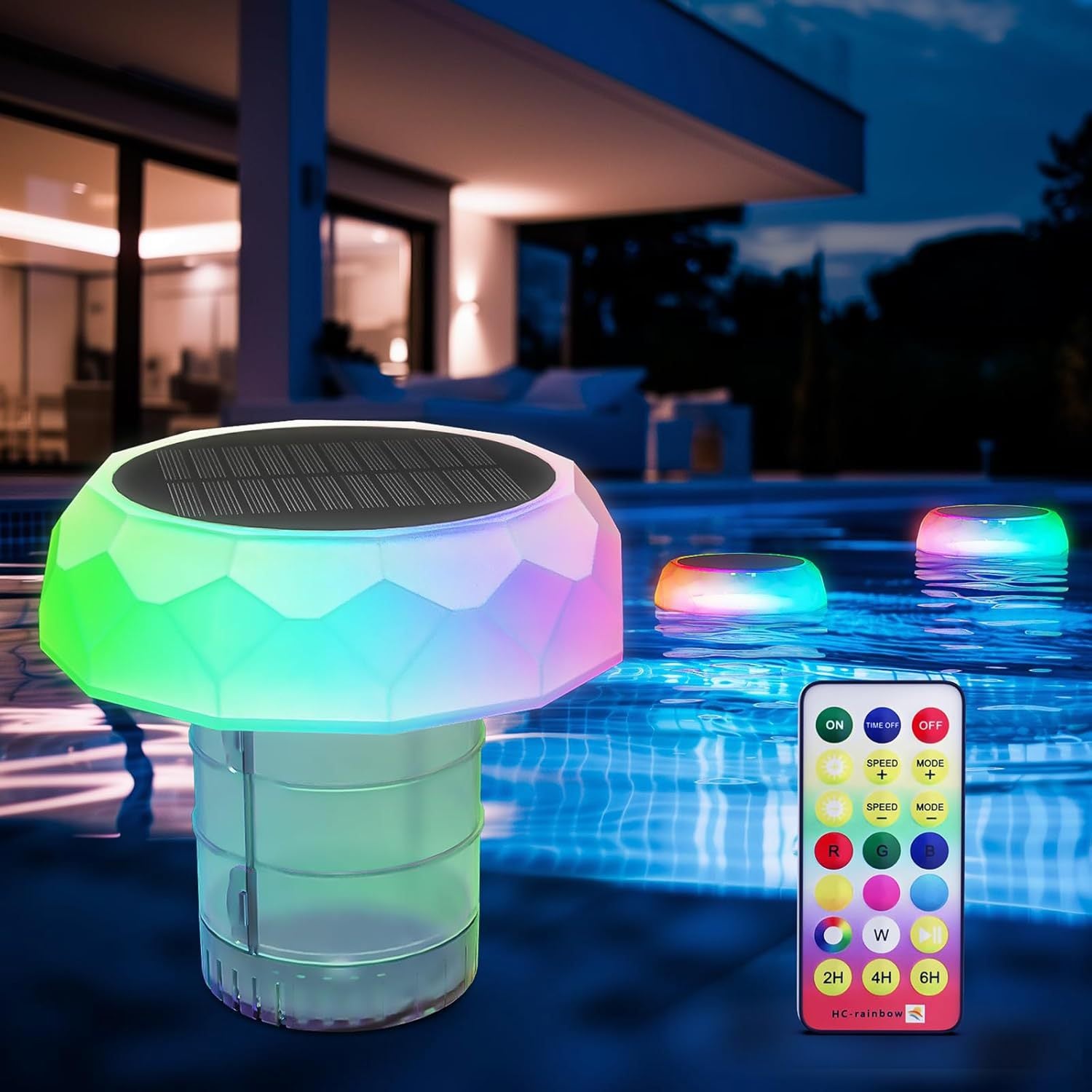 Solar Powered Floating Pool Light with Color Changing LED