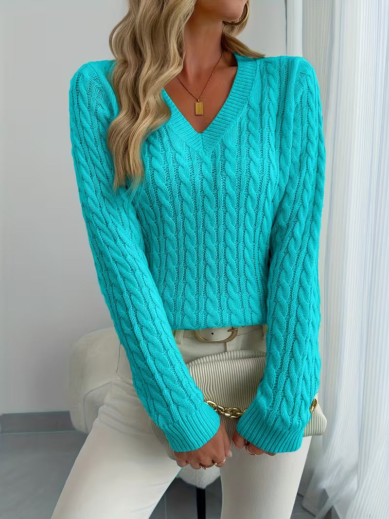 Crew-neck cable-knit sweater