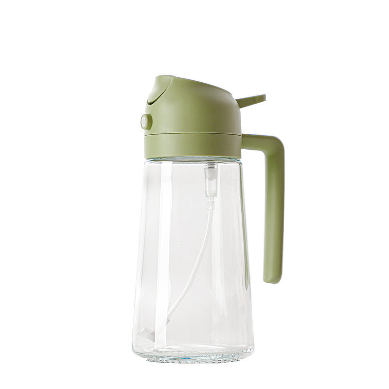 Spray the oil can over the glass