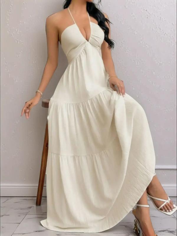 Women's Strapless Halter Dress with Back Detail