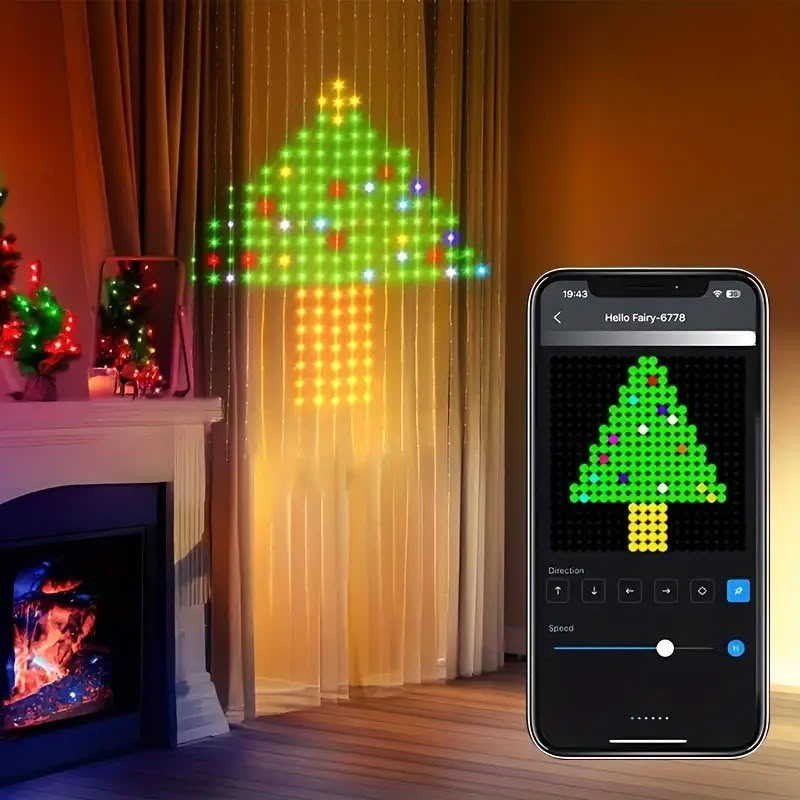 App-Controlled RGB LED Curtain Light with Custom Patterns