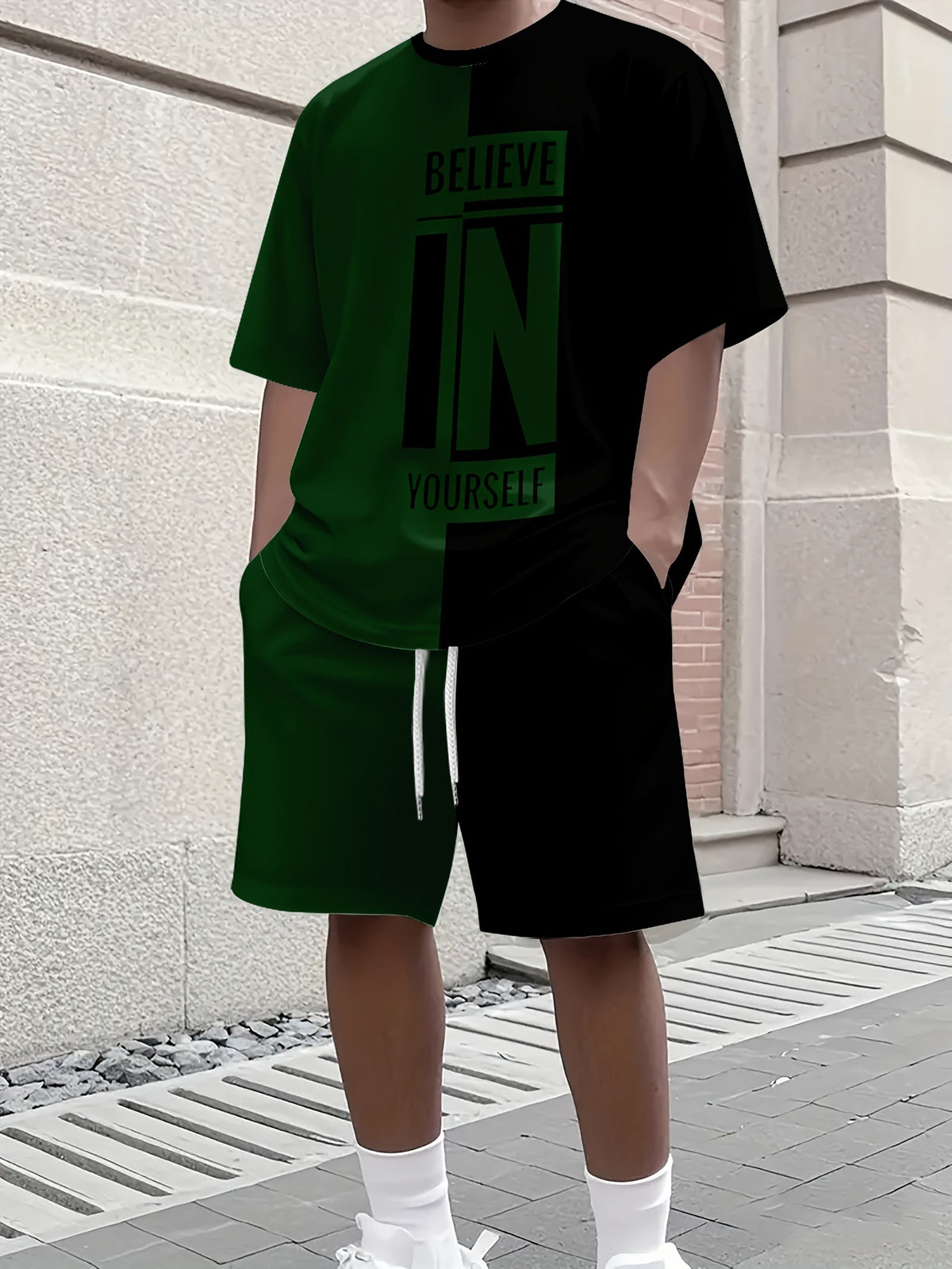 Men's Summer Jogging Suit Short Sleeve T-Shirt and Shorts Set
