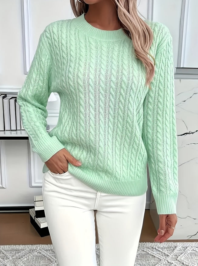 Crew-neck cable-knit sweater