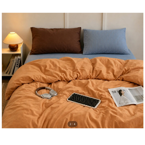 Contrast Plaid Bedding Set