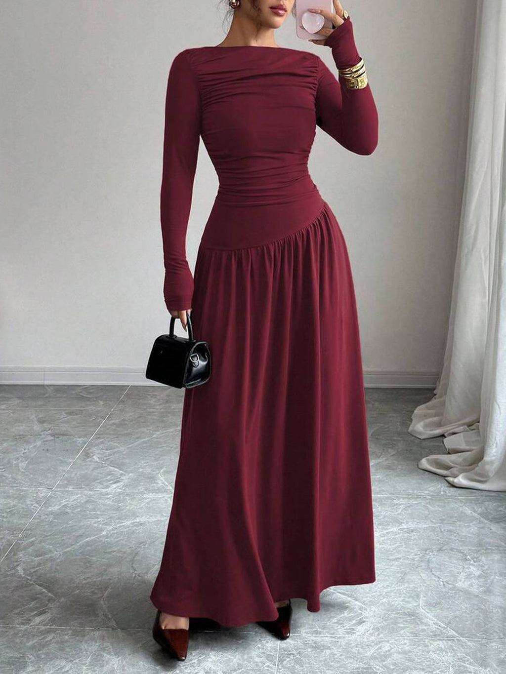 Elegant One-Shoulder Ruffled Dress