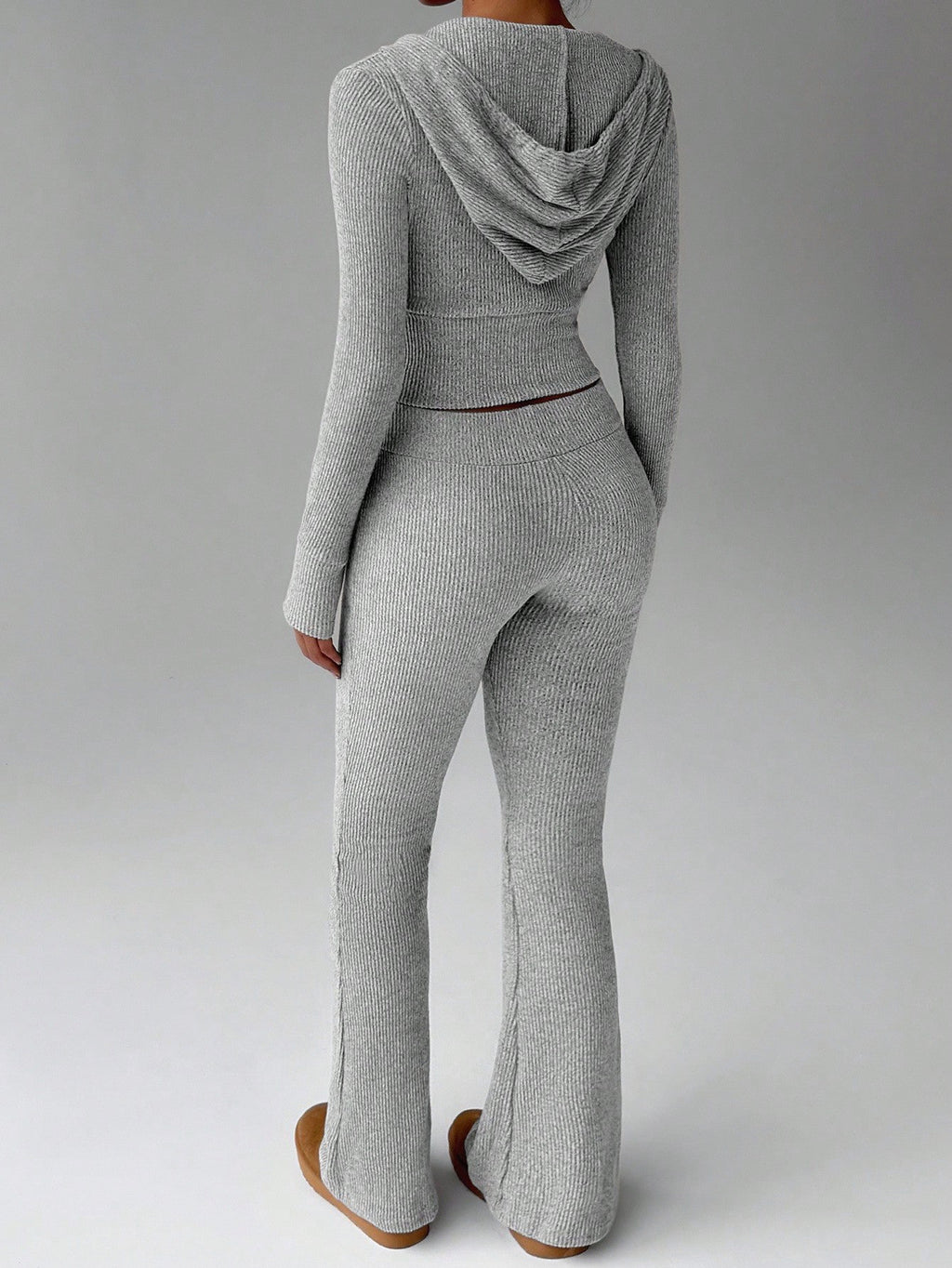 Lady's zip-up hooded long-sleeved hoodie