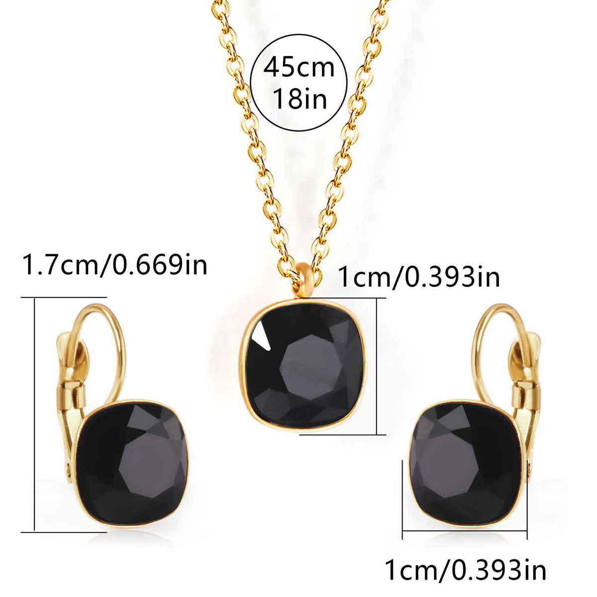Square Zircon Jewelry with Gold Plated Finish