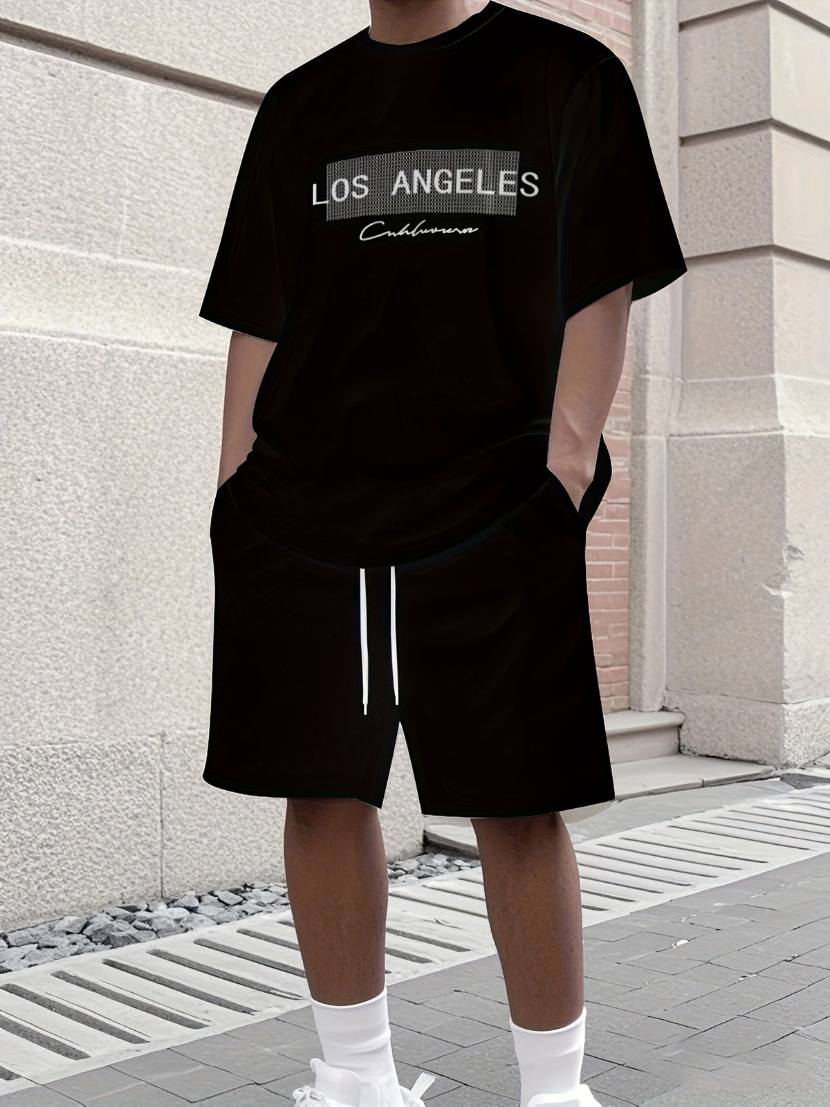 Men's Summer Jogging Suit Short Sleeve T-Shirt and Shorts Set