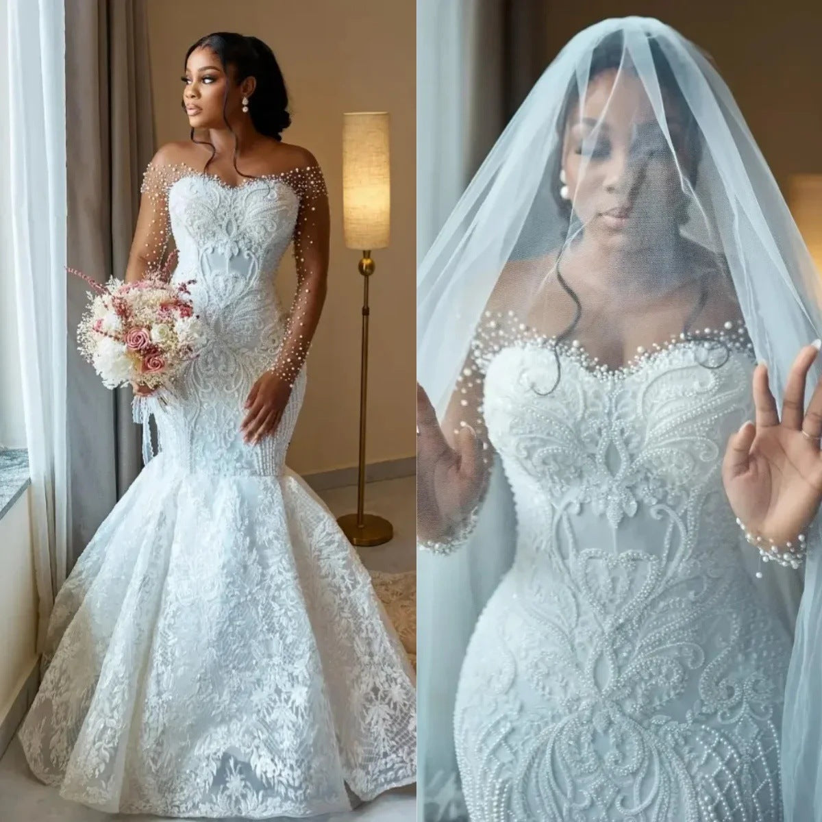 Long Sleeve Lace Mermaid Wedding Dress