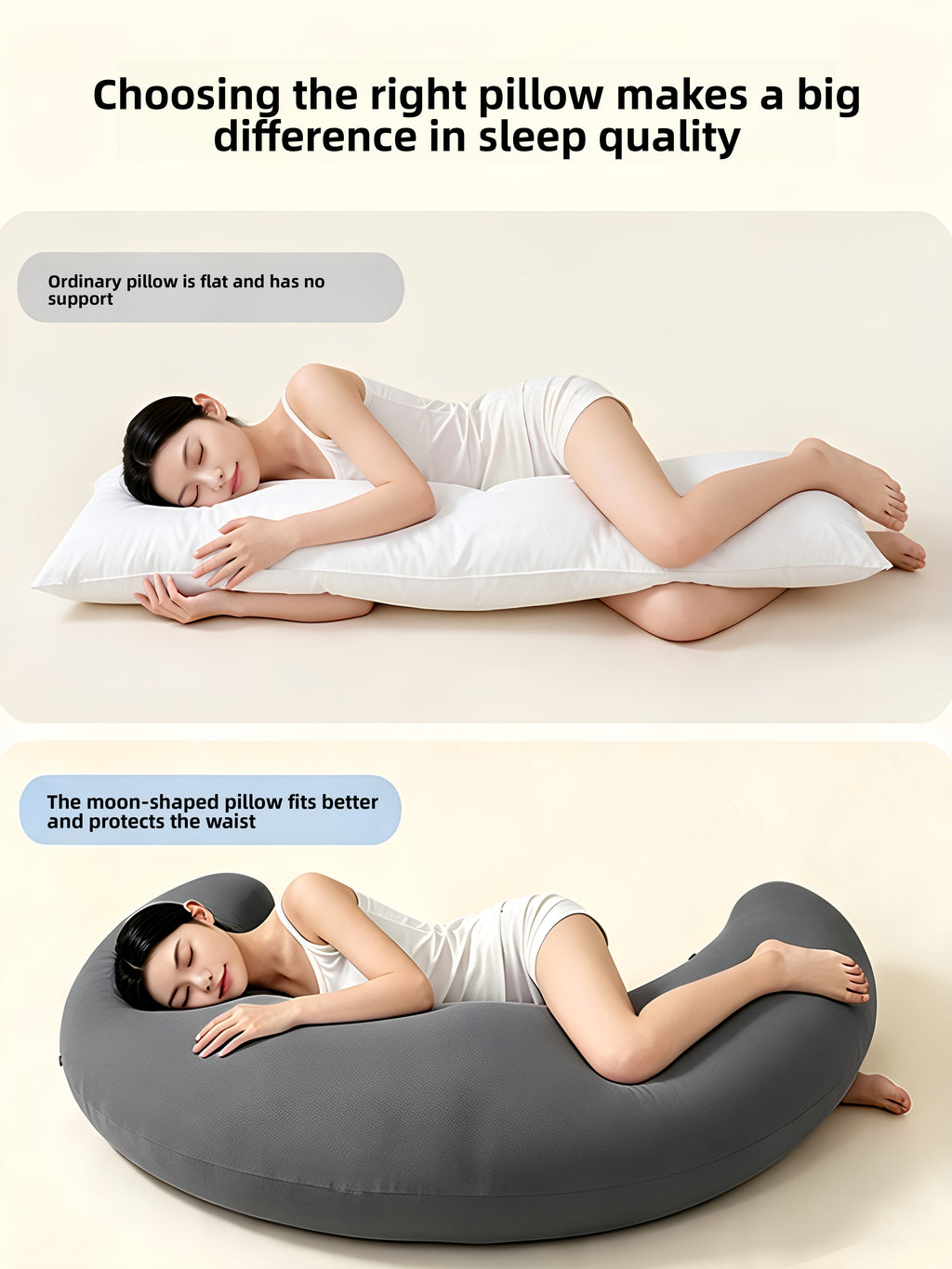 Moon Shaped Cooling Pillow for Side Sleepers