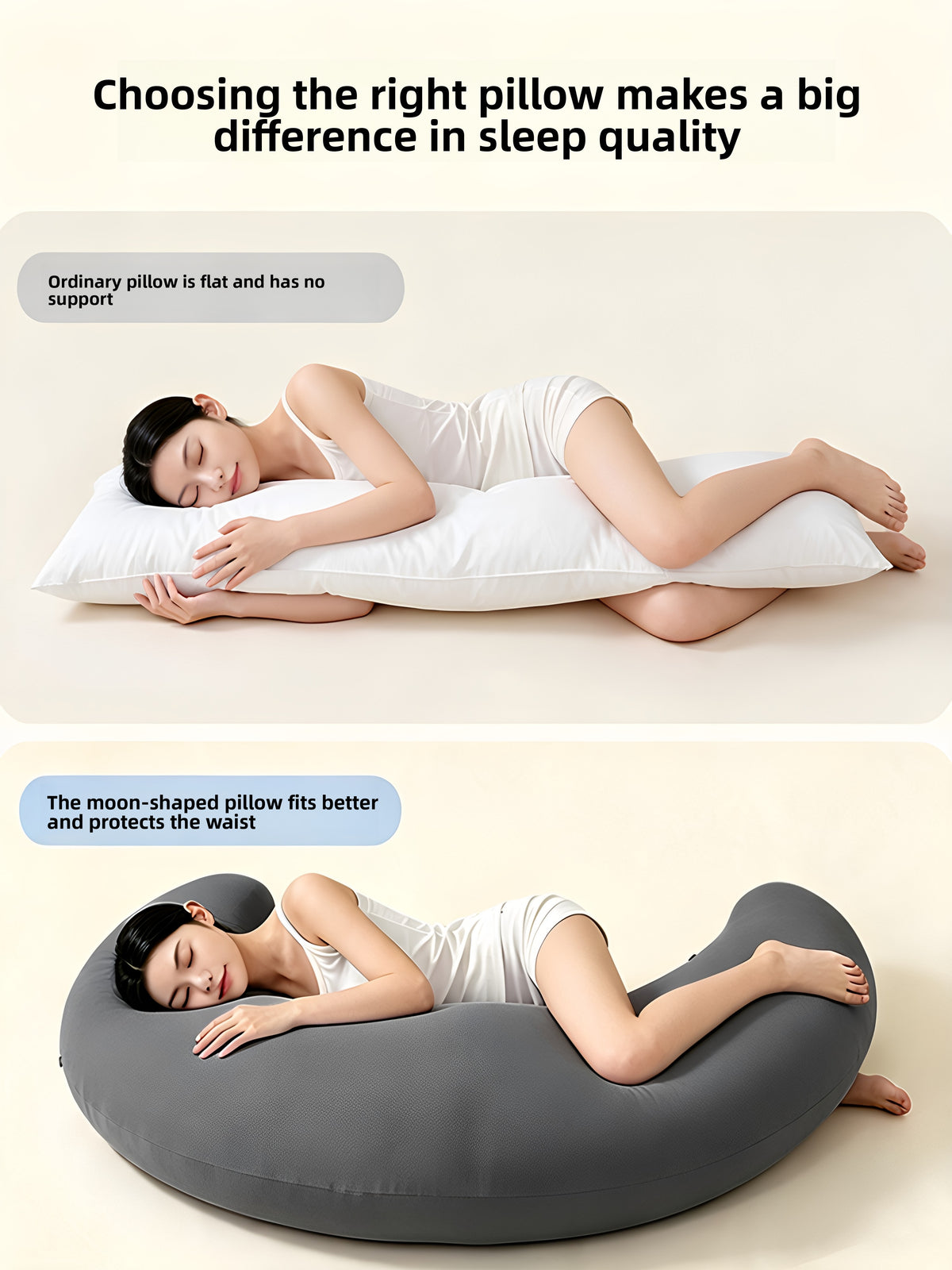 Moon Shaped Cooling Pillow for Side Sleepers