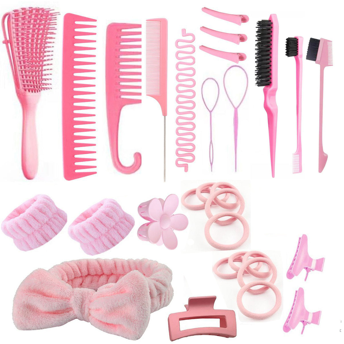 Hair Styling Comb Set with Spray Bottle and Eyebrow Brush