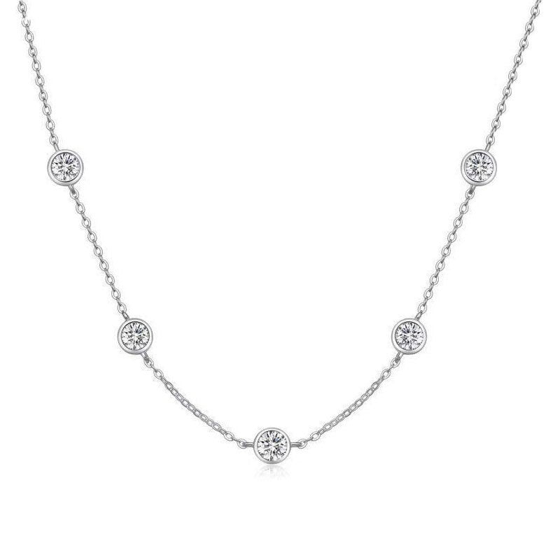 French Bubble Diamond Necklace for Women Elegant Round Pendant Light Luxury Clavicle Chain