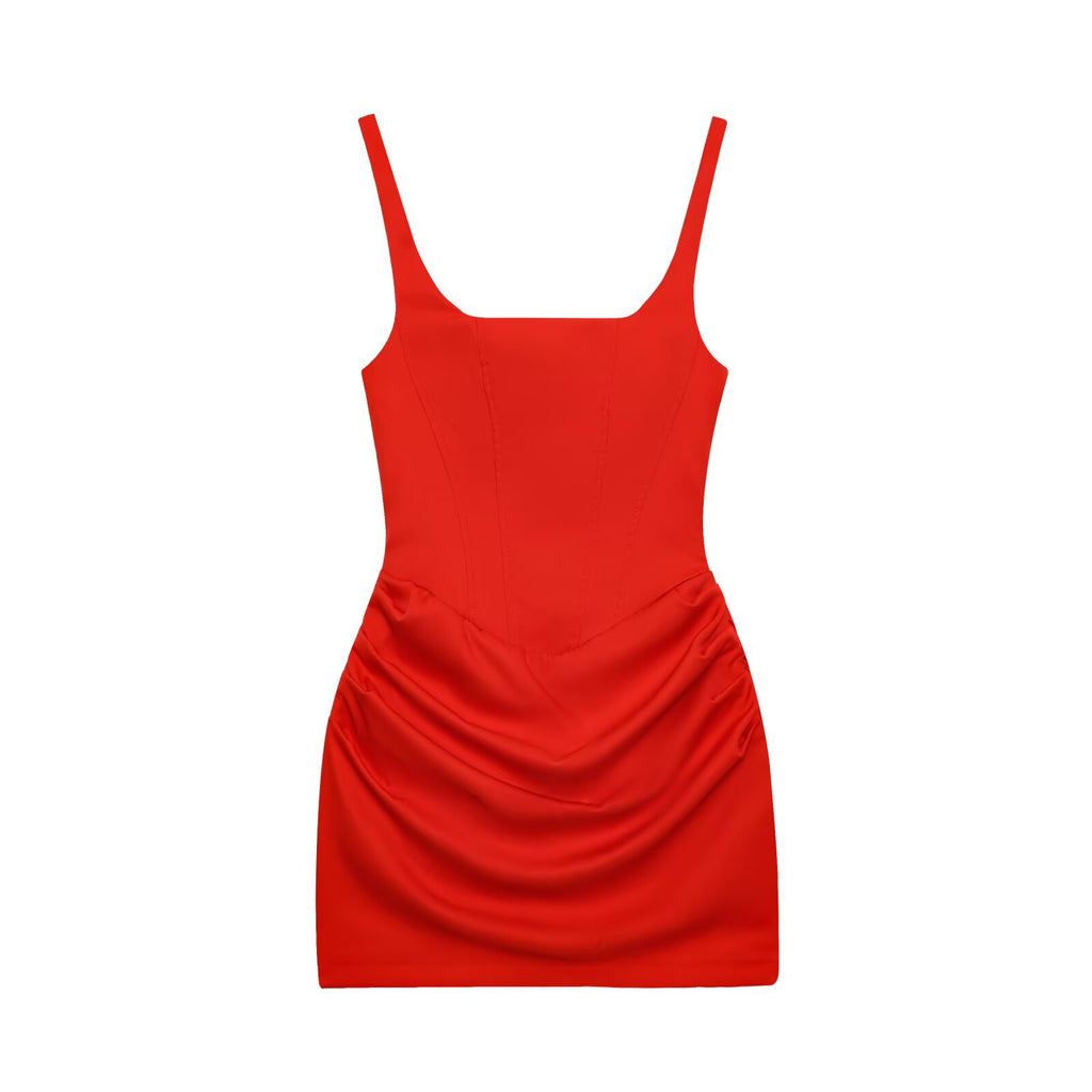 French-Style Sleeveless Bodycon Tie-Waist Dress