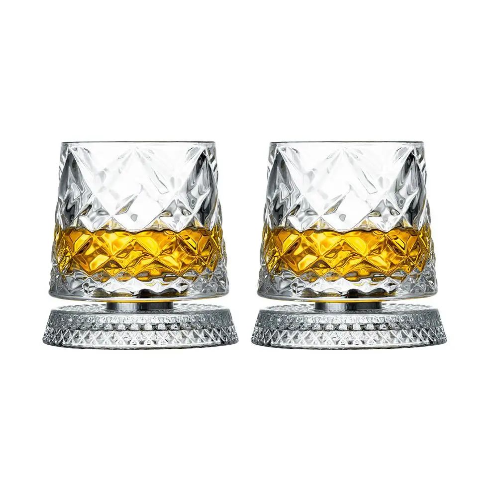 Rotating Base Whiskey Glass Set