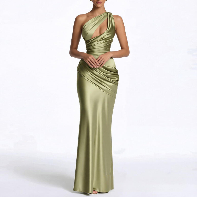 Elegant Solid Color Halter Neck Dress