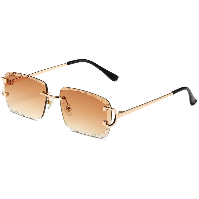 Frameless Square Metal Sunglasses UV400 Protection