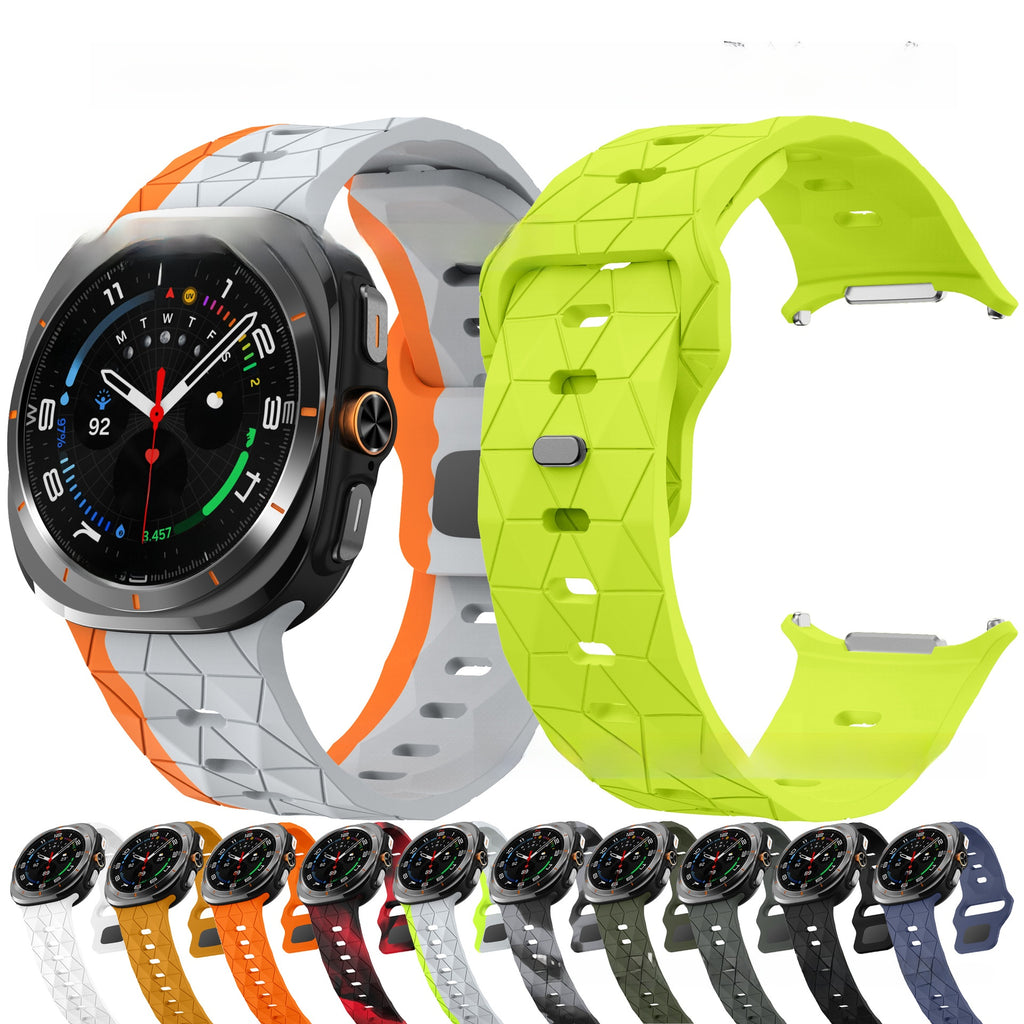 Football Pattern Reverse Buckle Silicone Strap for Samsung Watch