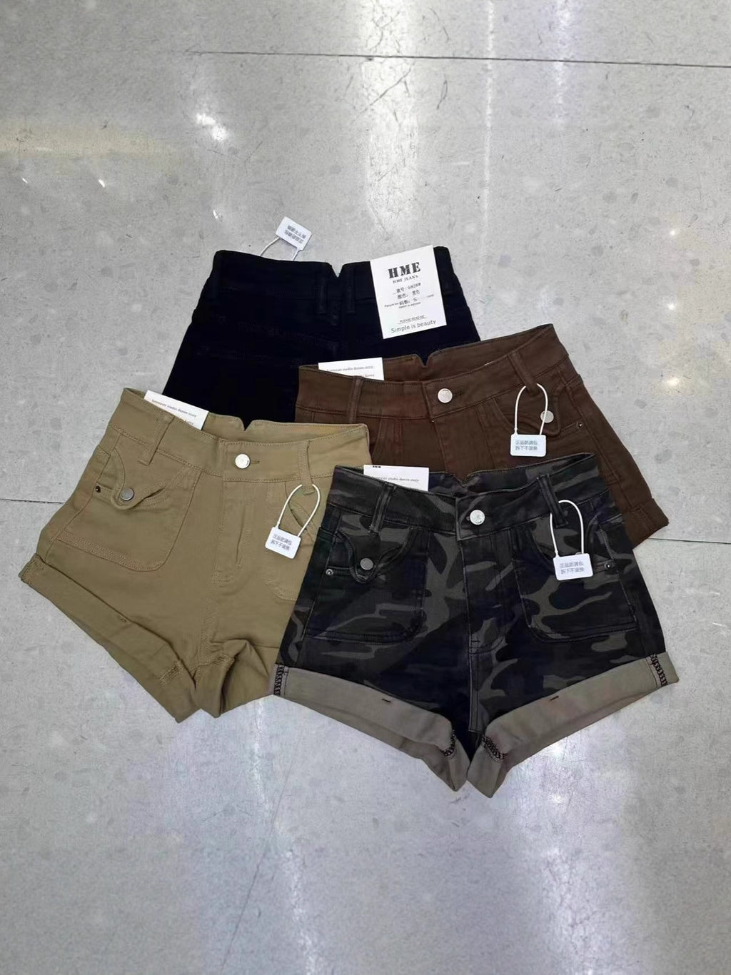 Womens Camouflage Denim Shorts