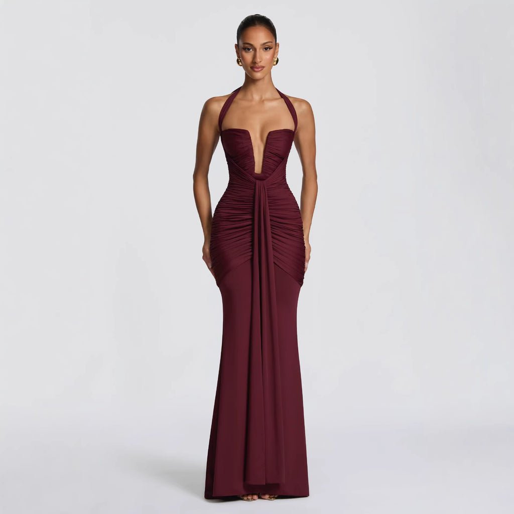 Elegant Backless Halter Neck Bodycon Dress