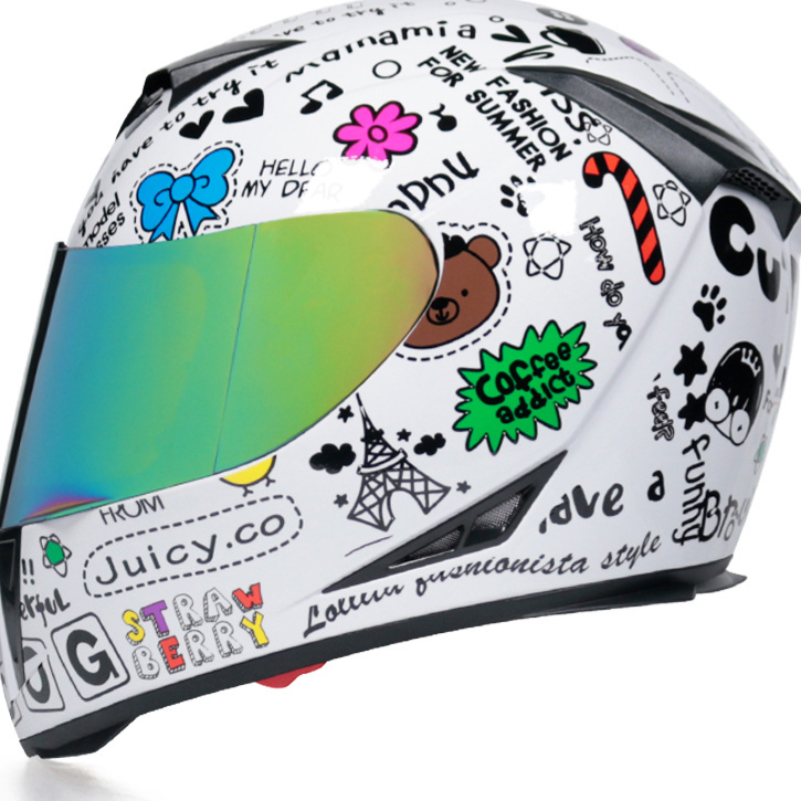 Full face bicycle helmet with dual lens