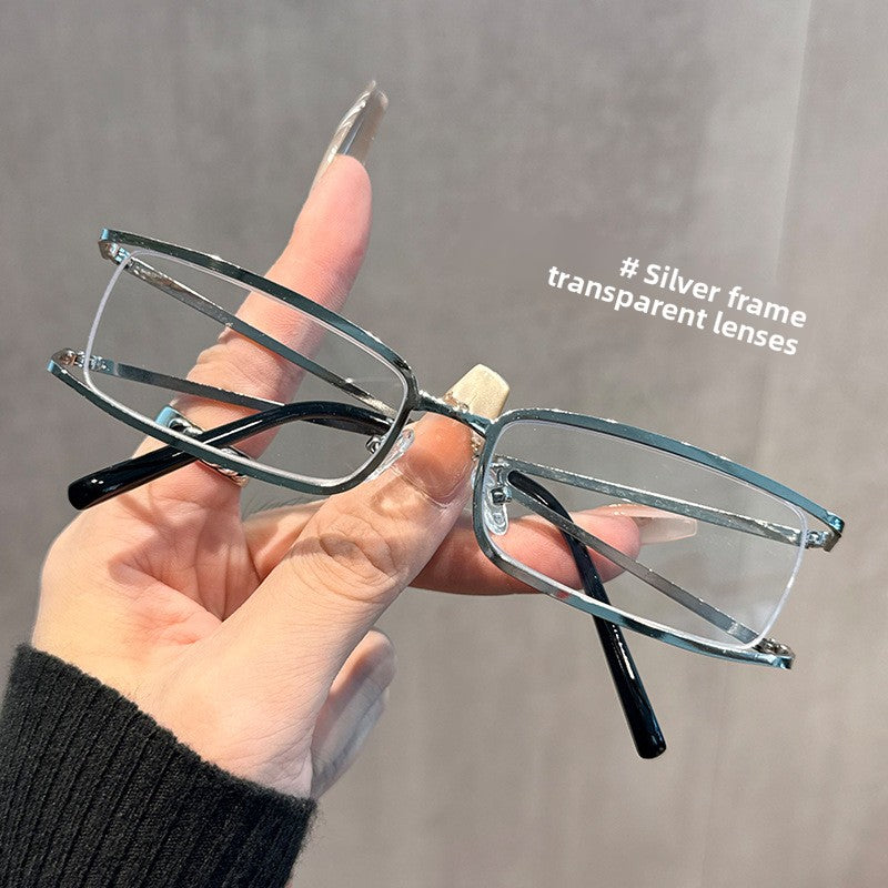 Women's silver metal plain glasses