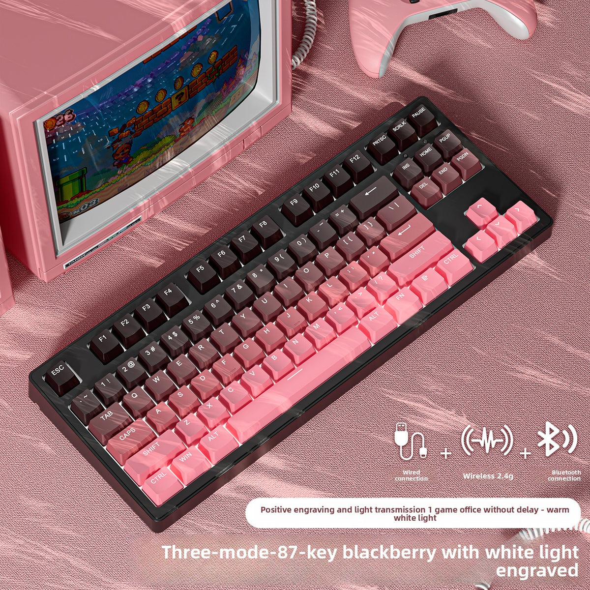 Wireless Mechanical Keyboard with Bluetooth Triple-Mode Connectivity
