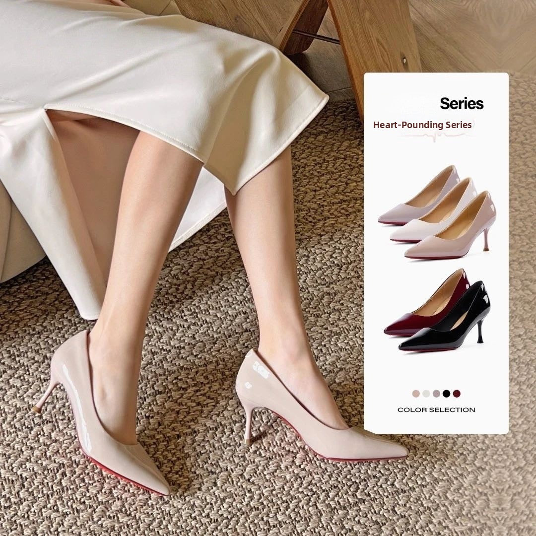 Womens Patent Leather Pointed Toe High Heels