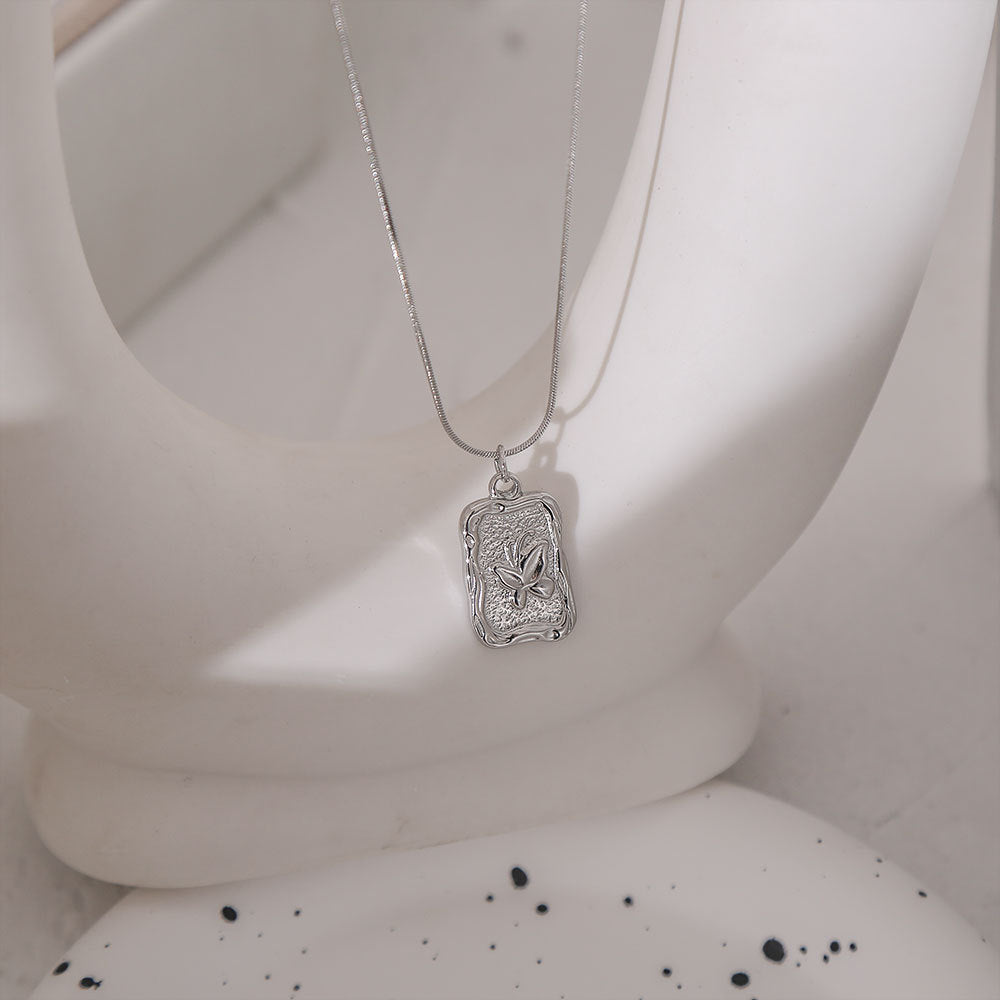 Titanium Steel Color-Preserving Small Mirror Necklace