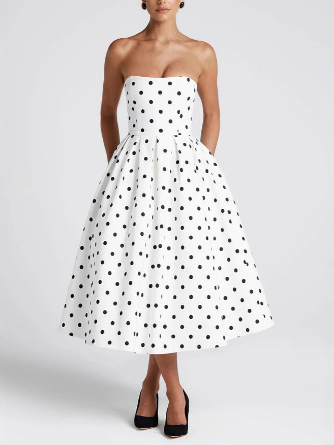 Strapless Polka Dot Dress