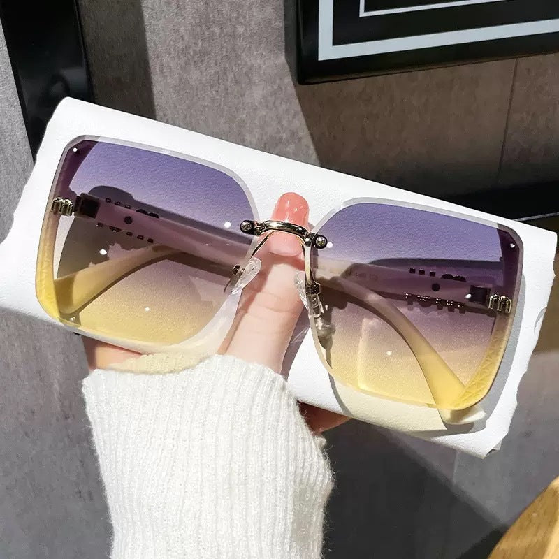 Large Frame Cut-Edge Sunglasses for Women, High-End Fashion Square Sunglasses