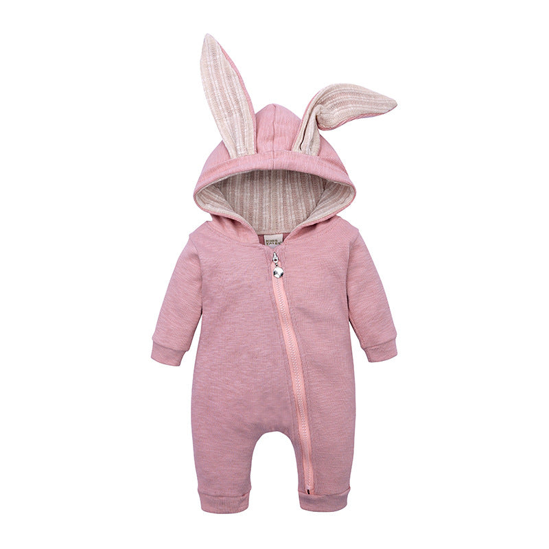 Baby Rabbit Ear Hooded Jumpsuit Cotton Romper