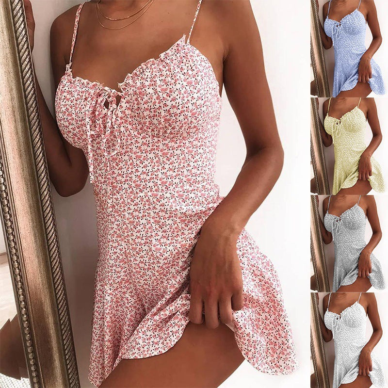 Floral Print Suspender Dress