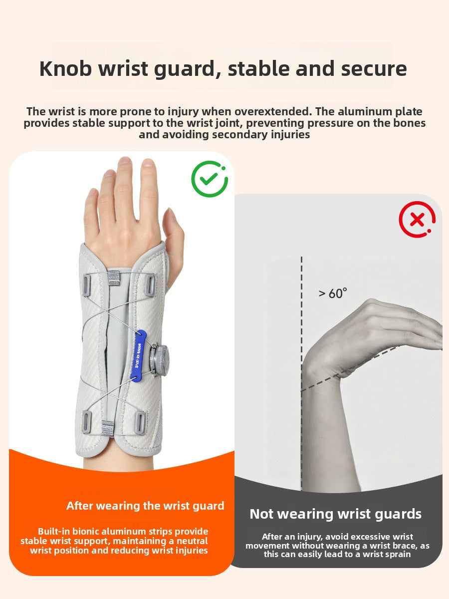 Wrist brace with adjustable knob for the tendon sheath