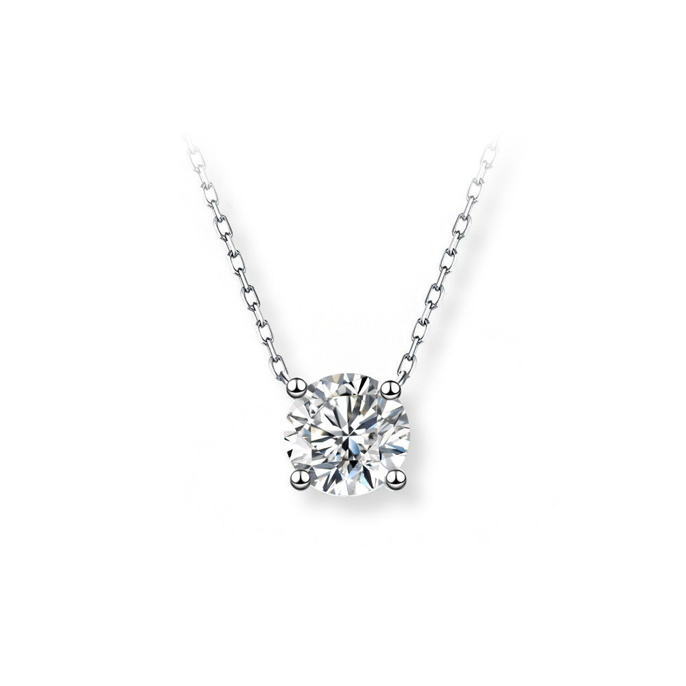 Sterling Silver Moissanite Heart Pendant Necklace