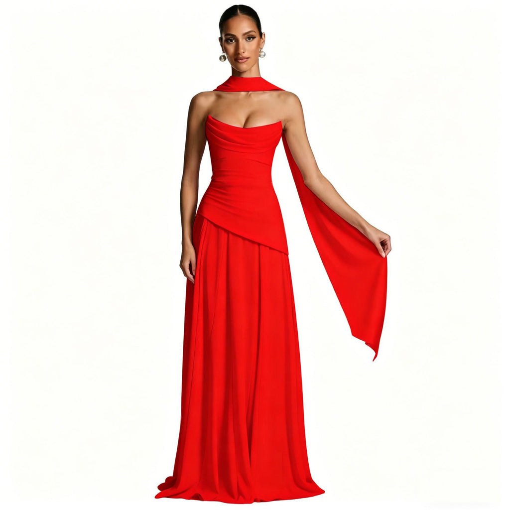 Strappy Slim-Fit Tube Evening Dress