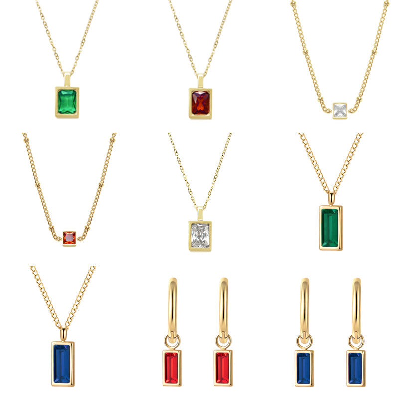 Emerald Square Zircon Necklace