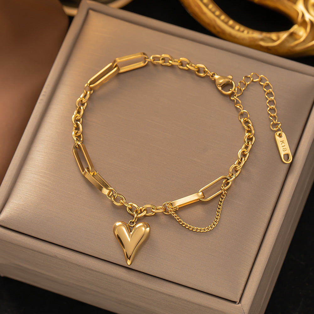 Women's Titanium Steel Inlaid Charm Bracelet Versatile Fashion Jewelry